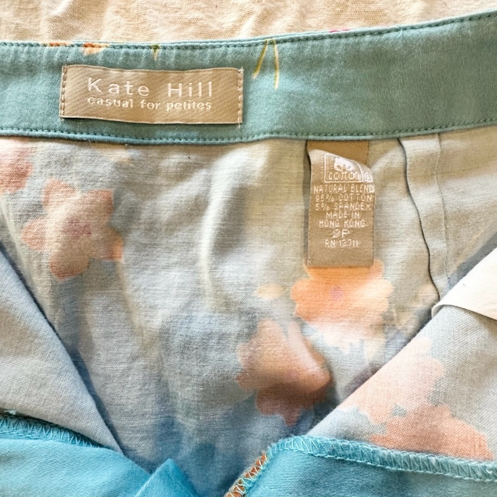 Kate Hill Women’s Skirt Cotton-Blend Blue Floral Mini Size 2 Petite - Picture 5 of 6
